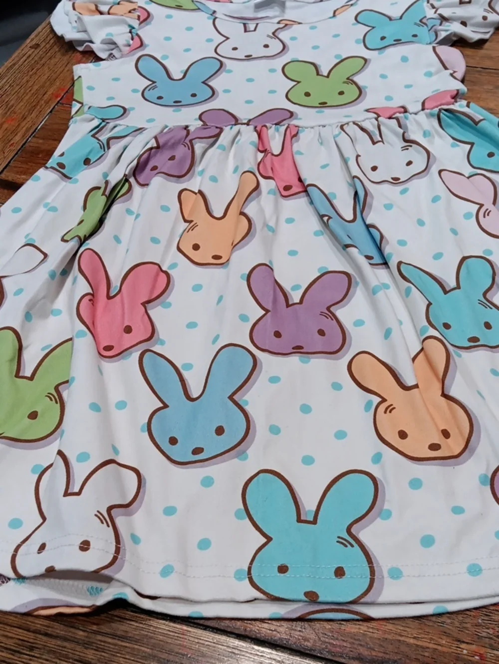Girls' Bunny Print Pastel Dress - Multicolor